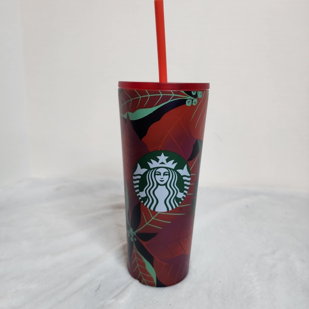 NEW Starbucks Holiday 2020   Red Poinsettia Grande Stainless Steel Tumbler 16 oz